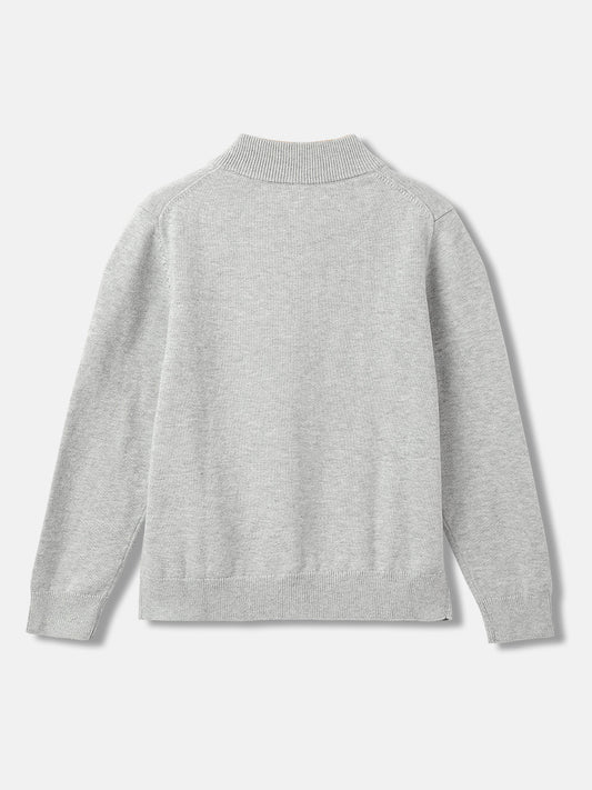 Gant Boys Grey Solid High Neck Full Sleeves Pullover Style Sweater