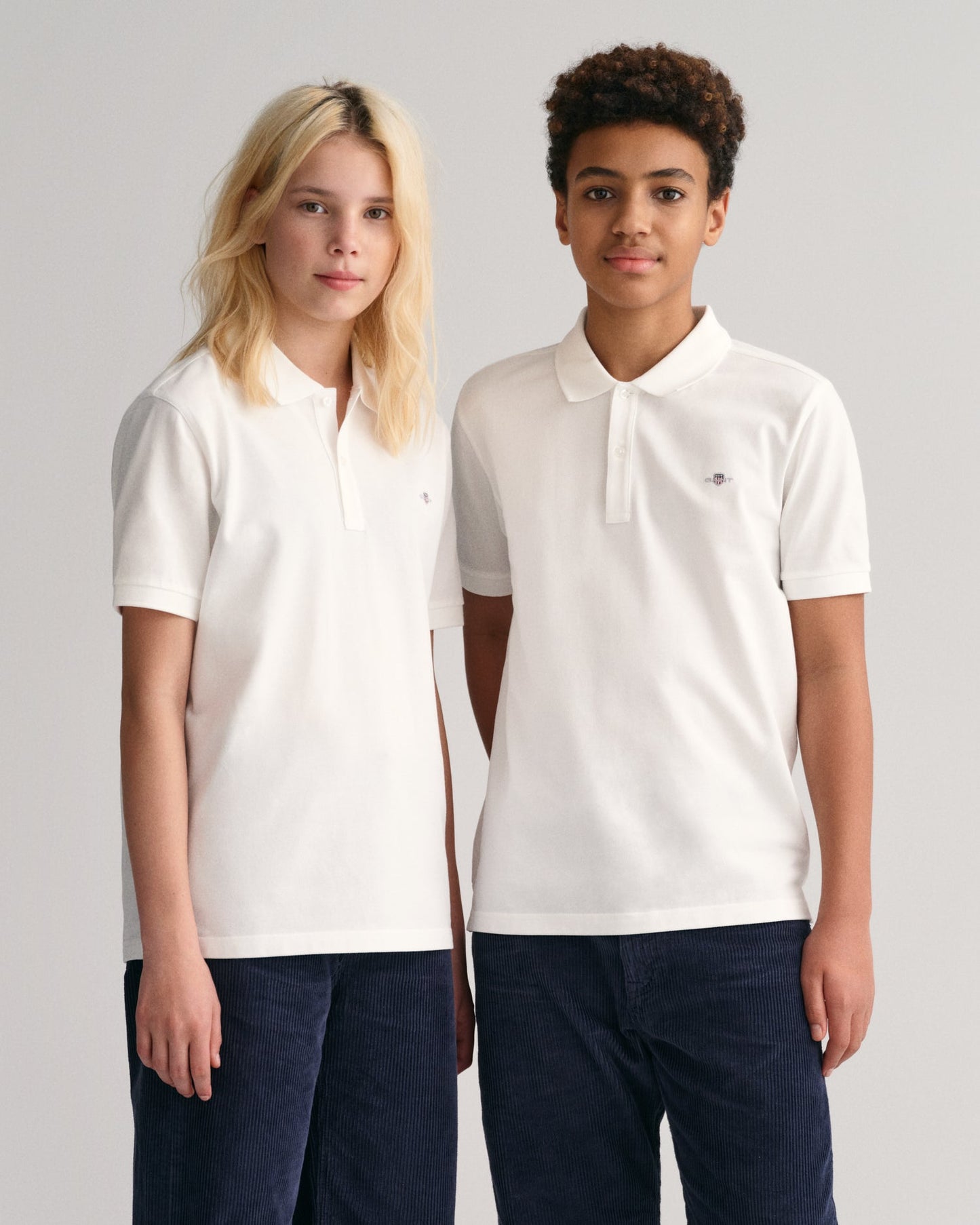 Gant Kids White Solid Polo Collar Short Sleeves Polo T-Shirt