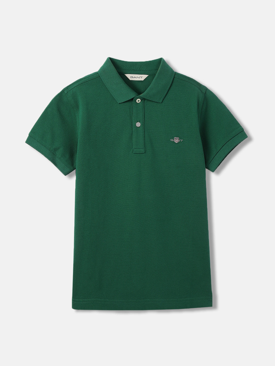 Gant Kids Green Solid Polo Collar Short Sleeves T-Shirt