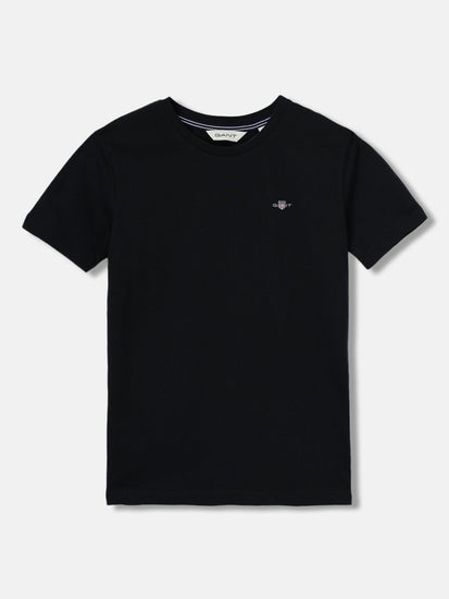 Gant Kids Black Solid Round Neck Short Sleeves T-Shirt