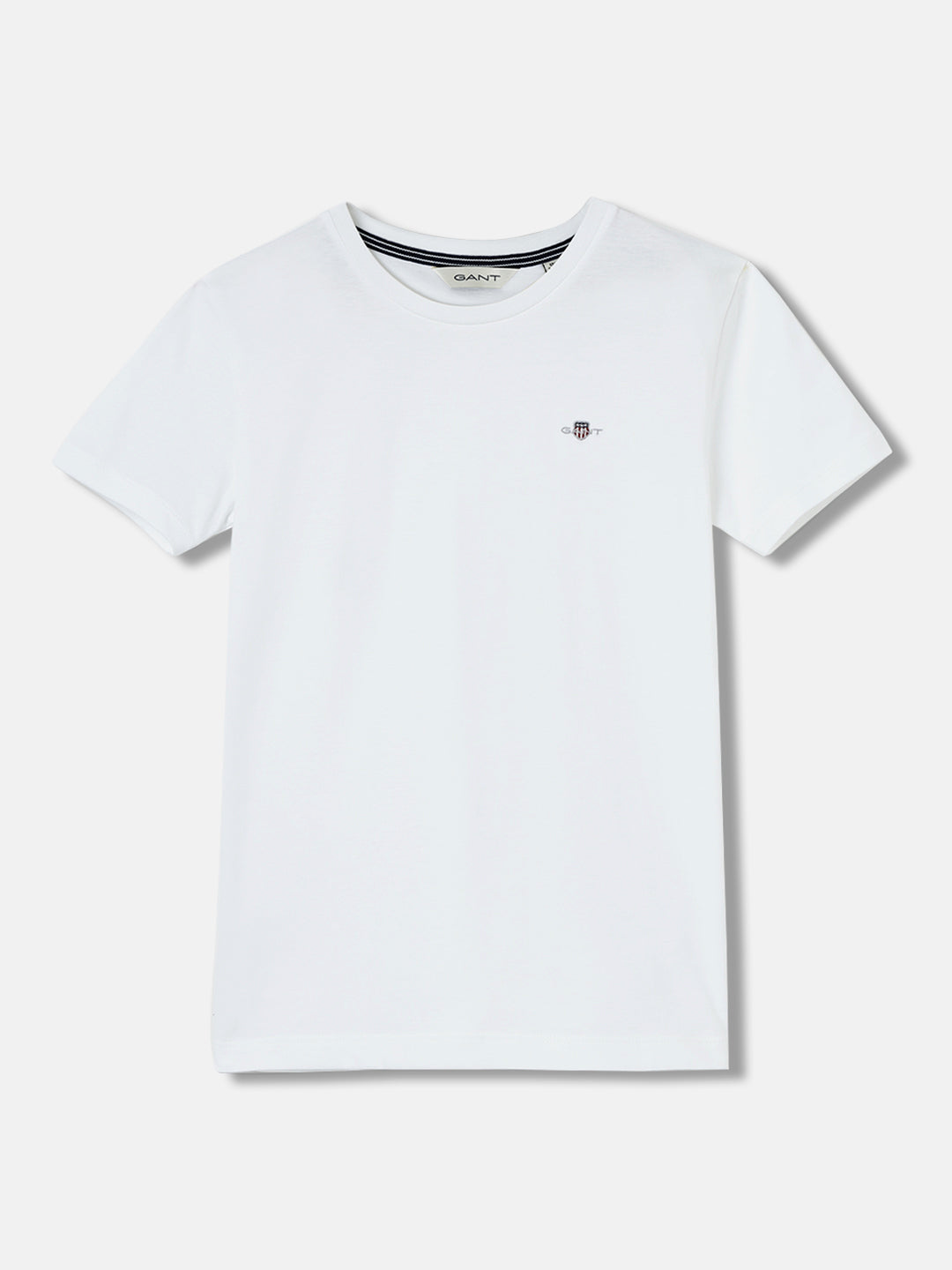 Gant Boys White Solid Round Neck Short Sleeves T-Shirt