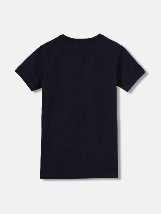 Gant Boys Navy Blue Embroidered Round Neck Short Sleeves T-Shirt