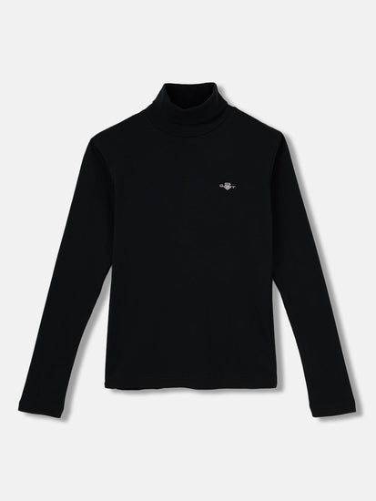 Gant Kids Black Solid Turtle Neck Full Sleeves Sweatshirt