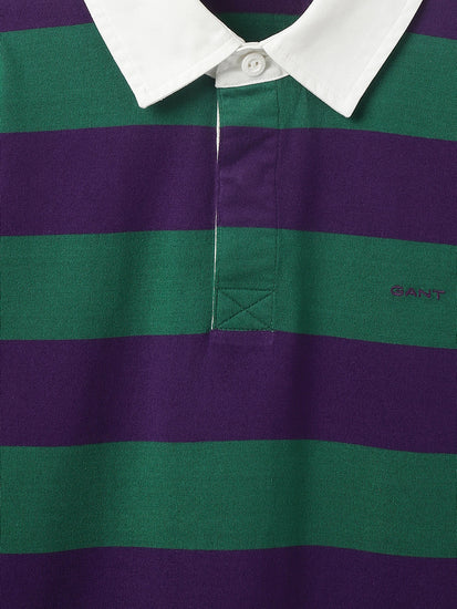 Gant Boys Purple Striped Polo Collar Full Sleeves T-Shirt