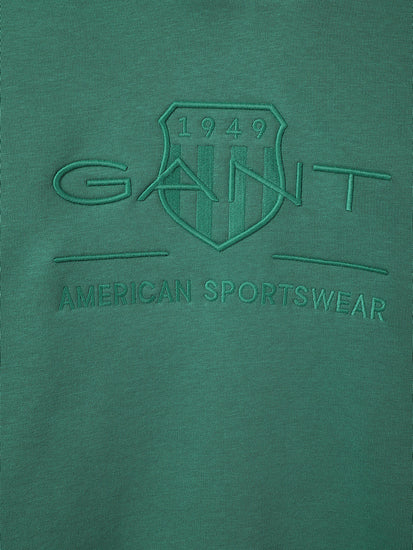 Gant Kids Green Embroidered Hooded Full Sleeves Pullover Style Sweatshirt