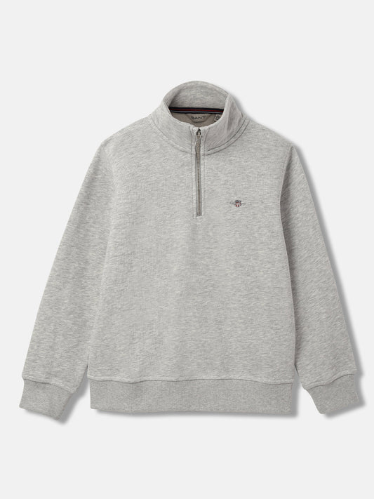 Gant Kids Grey Solid High Neck Full Sleeves Pullover Style Sweatshirt