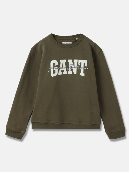 Gant Boys Green Printed Round Neck Full Sleeves Pullover Style Sweatshirt