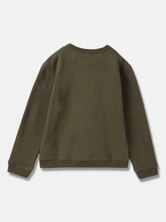 Gant Boys Green Printed Round Neck Full Sleeves Pullover Style Sweatshirt