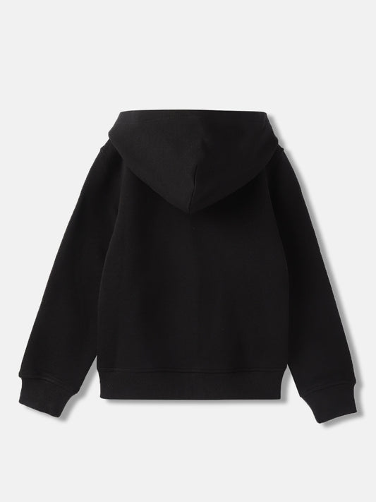 Gant Kids Black Solid Hooded Full Sleeves Front-open Sweatshirt