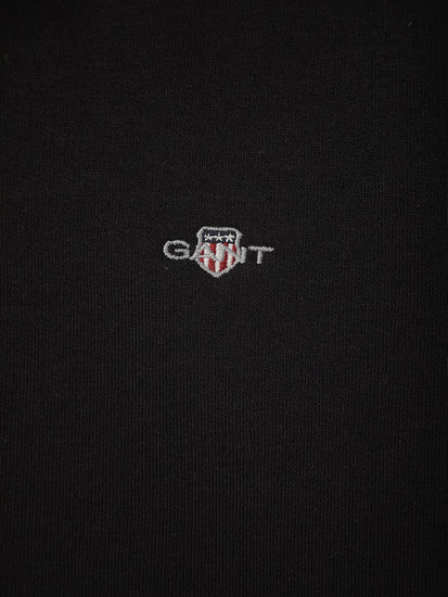 Gant Kids Black Solid Hooded Full Sleeves Front-open Sweatshirt