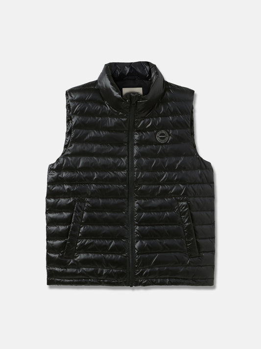 Gant Kids Black Solid Stand Collar Sleeveless Gilet Jacket