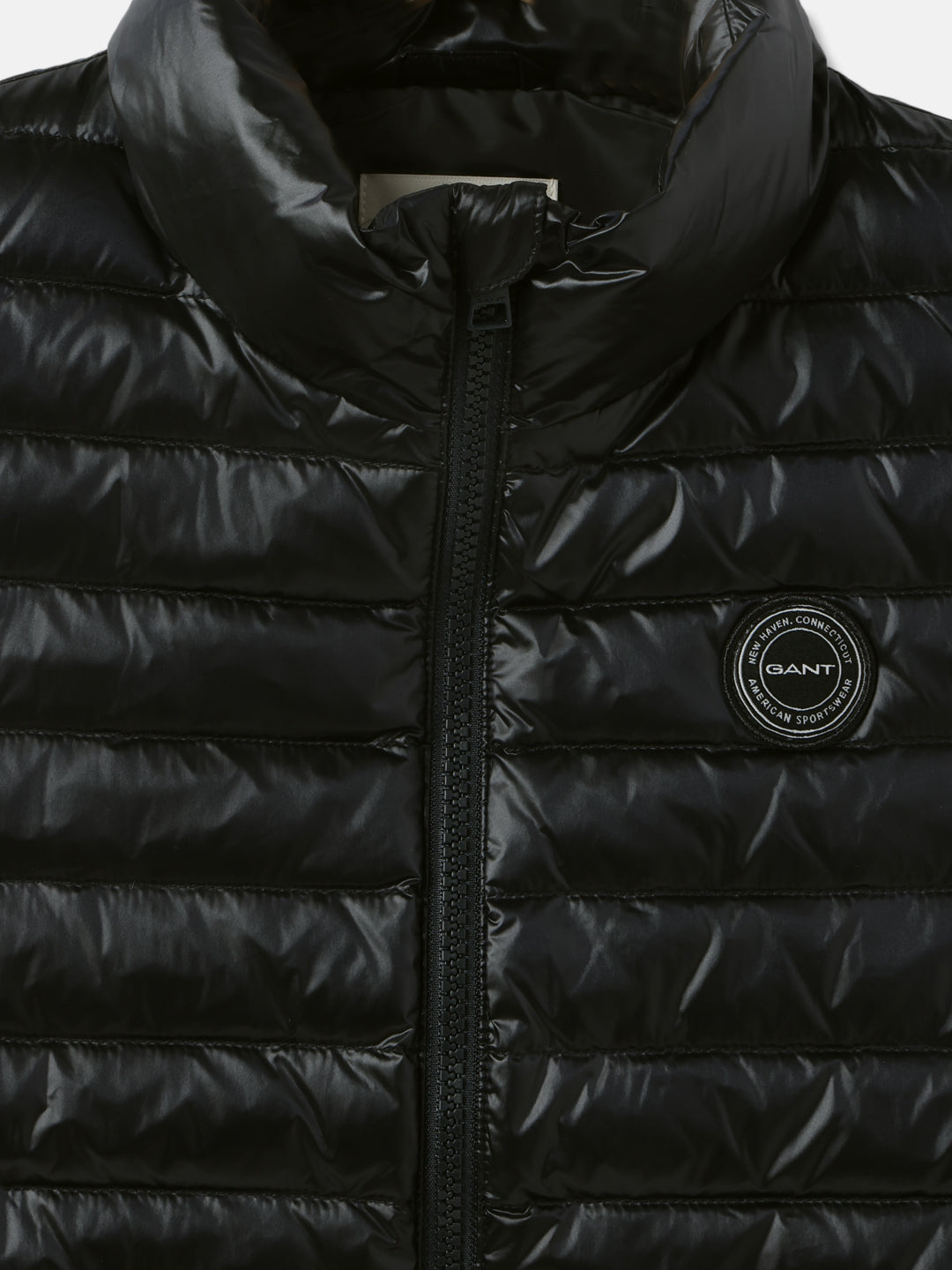 Gant Boys Black Solid Stand Collar Sleeveless Gilet Jacket