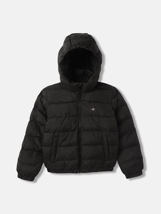 Gant Boys Black Solid Hooded Full Sleeves Puffer Jacket