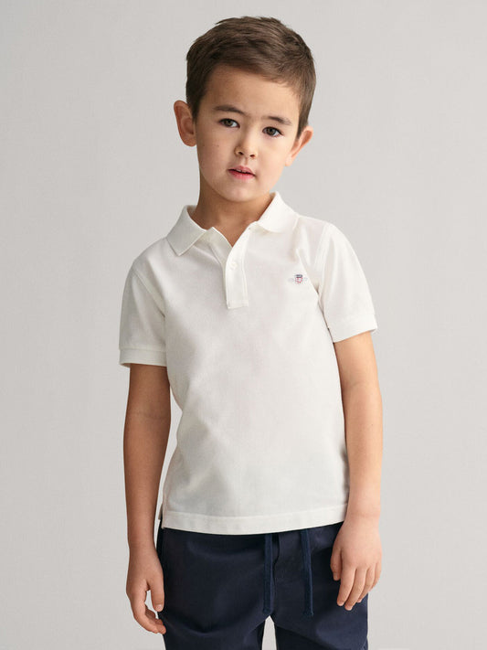 Gant Kids White Solid Polo Tshirt