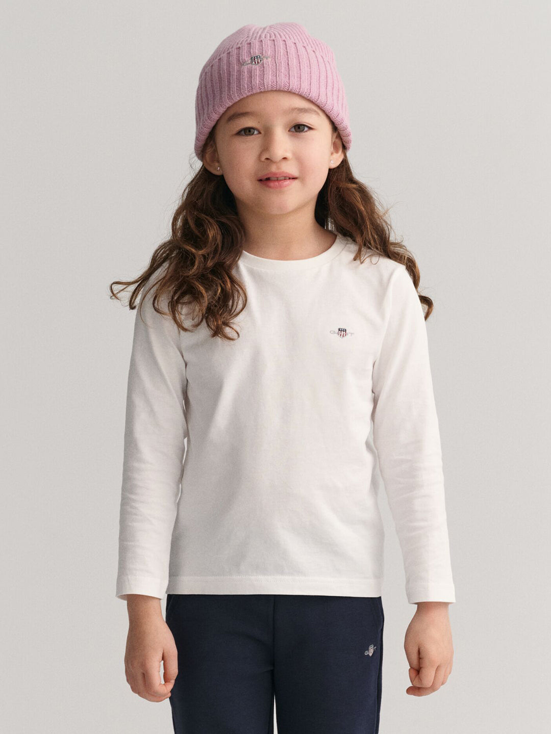 Gant Kids White Solid Round Neck Tshirt