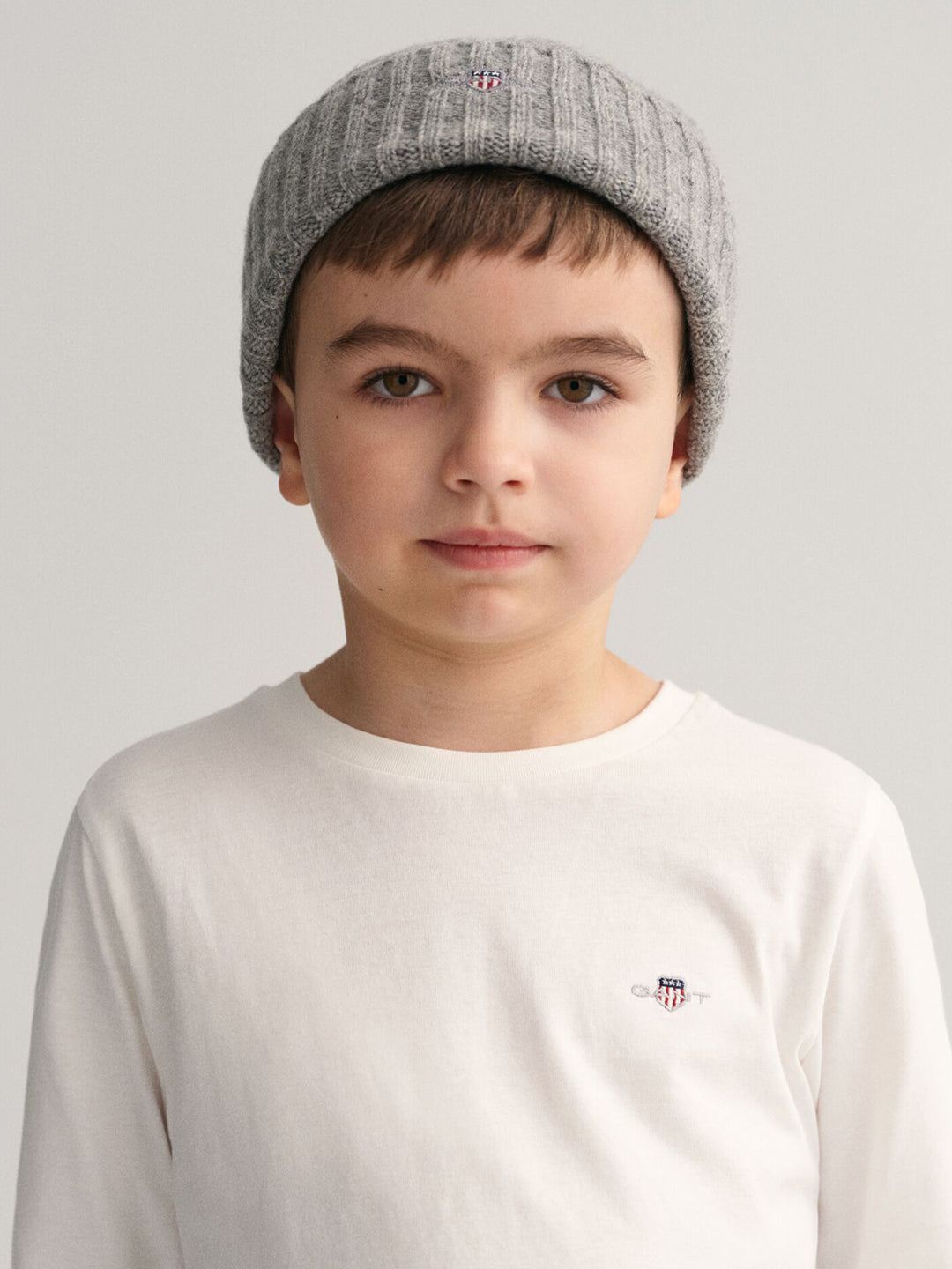 Gant Kids White Solid Round Neck Tshirt
