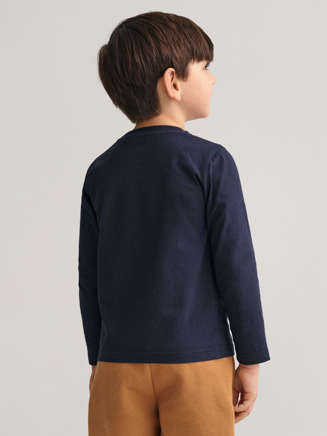 Gant Kids Blue Solid Round Neck Tshirt