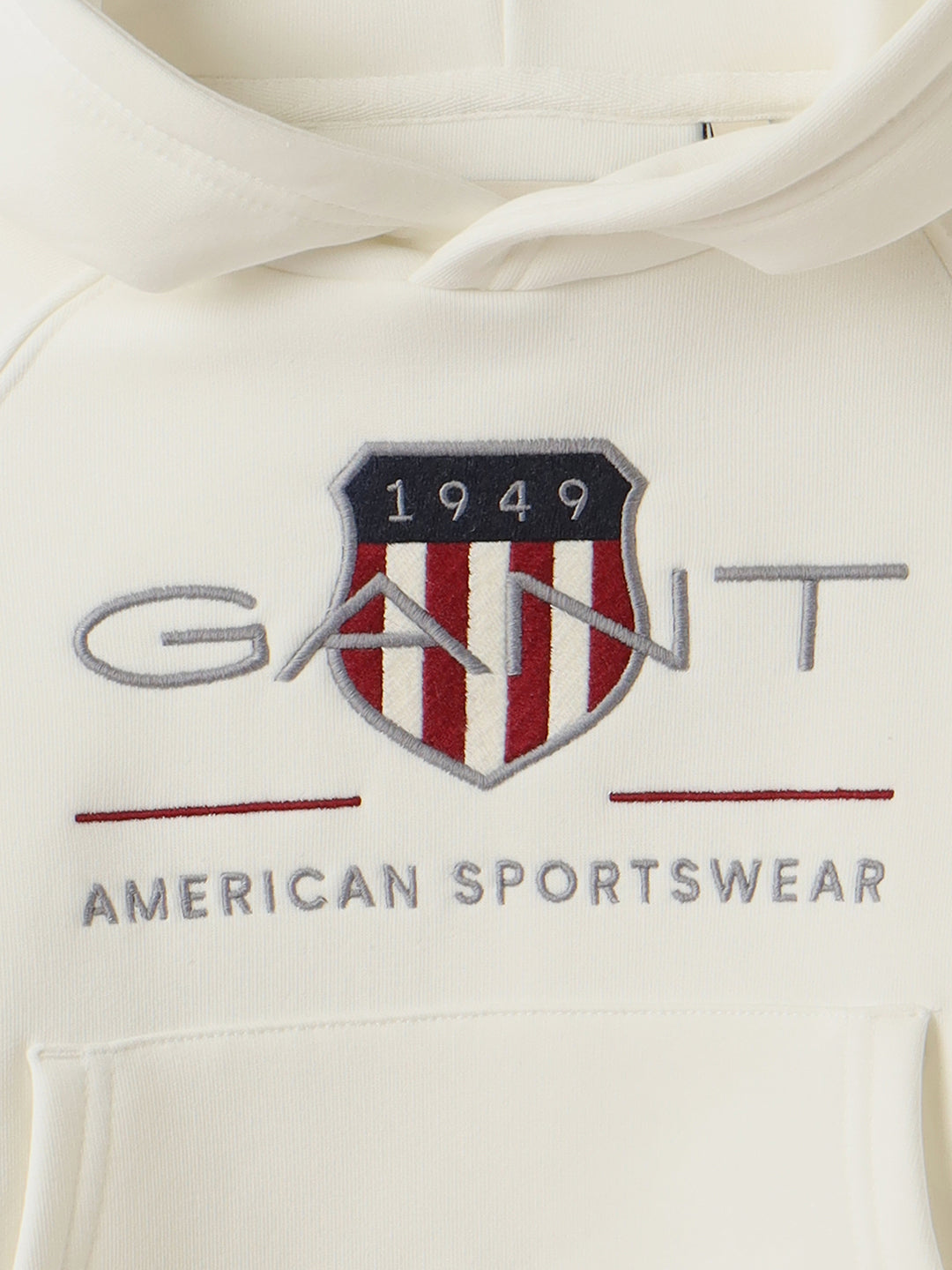 Gant Boys Off White Solid Hoodie Sweatshirt