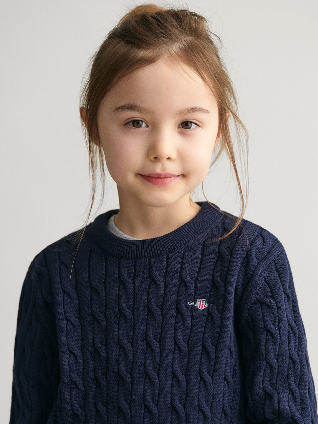 Gant Kids Blue Solid Round Neck Sweater
