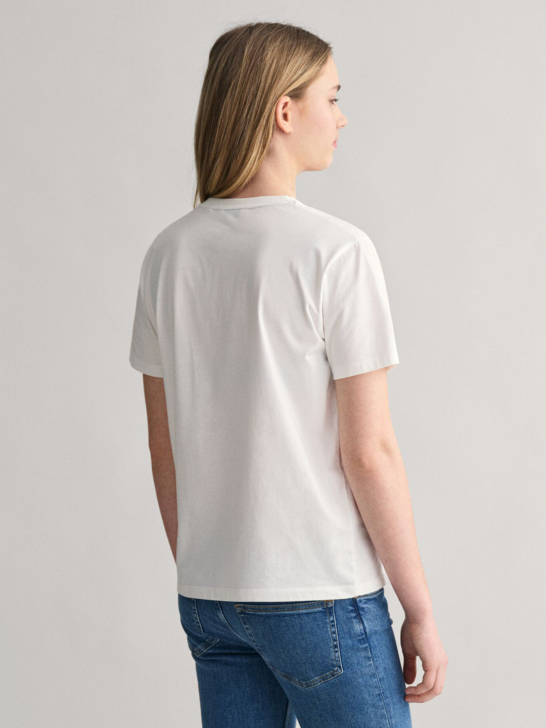 Gant Kids White Solid Round Neck Tshirt