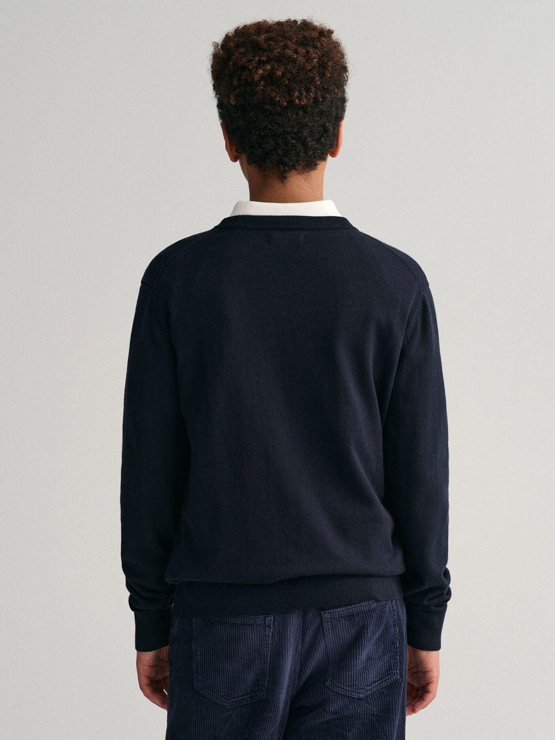 Gant Kids Blue Solid Round Neck Sweater