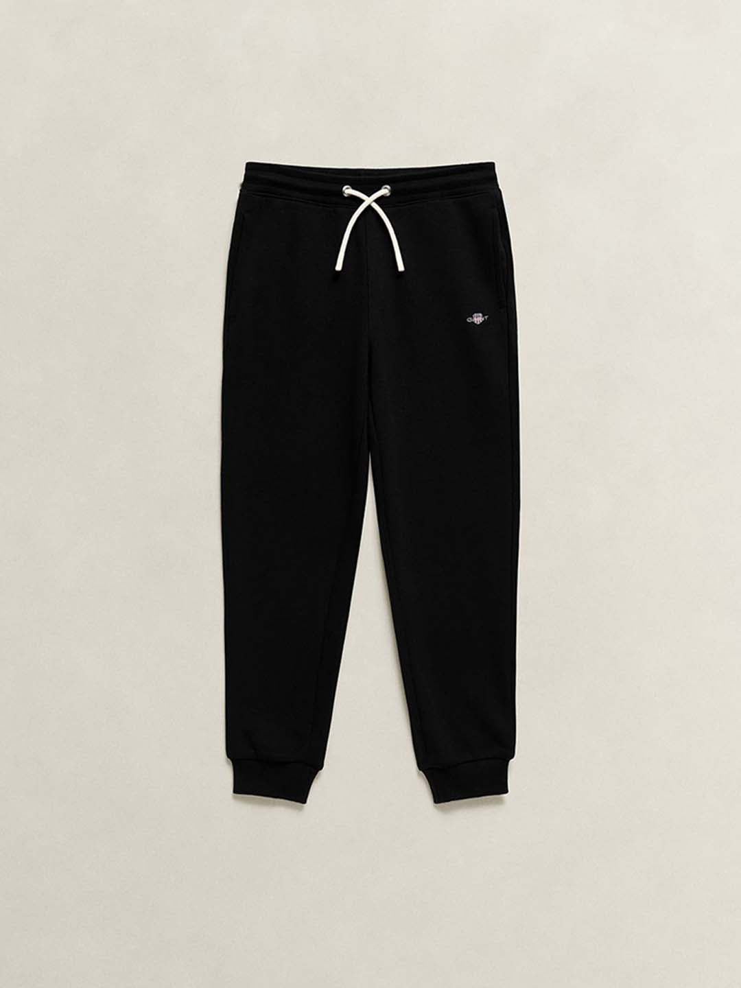 Gant Boys Black Solid Regular Fit Pure Cotton Sweatpant