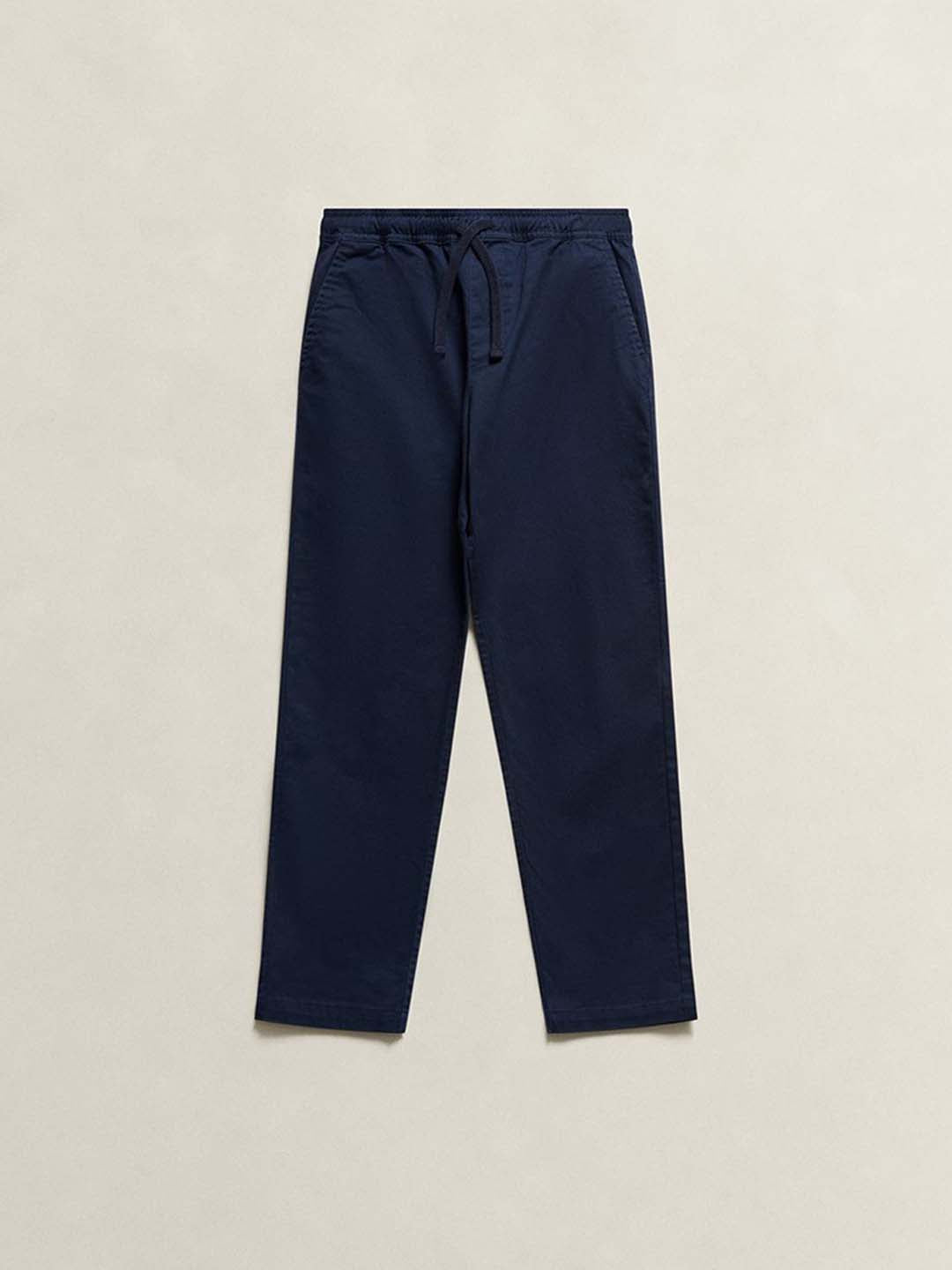 Gant Boys Navy Blue Solid Regular Fit Trouser
