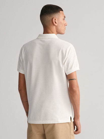 Gant Men White Solid Polo Collar Short Sleeves T-shirt