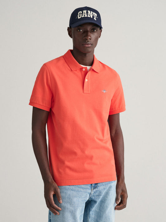 Gant Men Orange Slim-fit Polo Collar Short Sleeves TShirt