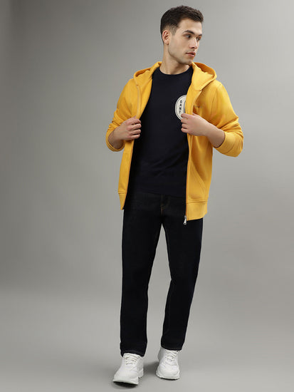 Gant Men Yellow Solid Hooded Long Sleeves Sweatshirt