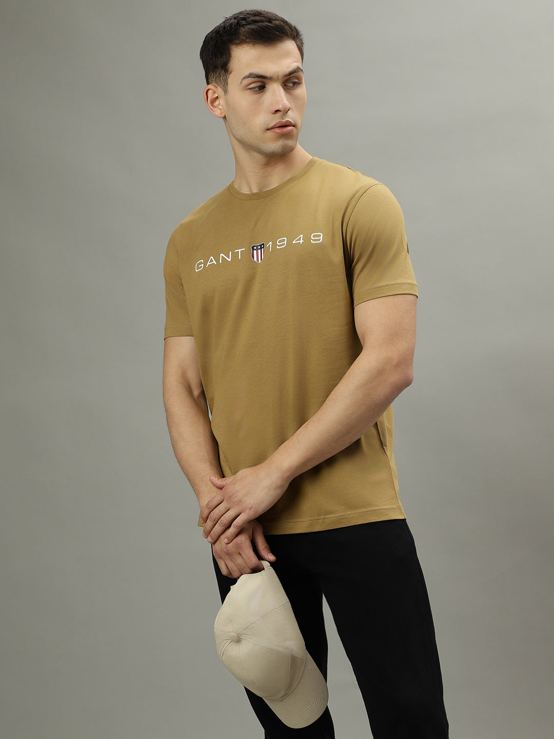 Gant Beige Fashion Logo Regular Fit T-Shirt