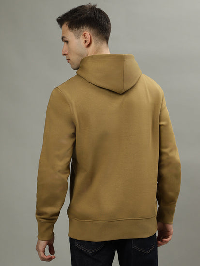 Gant Men Khaki Solid Hooded Long Sleeves Sweatshirts