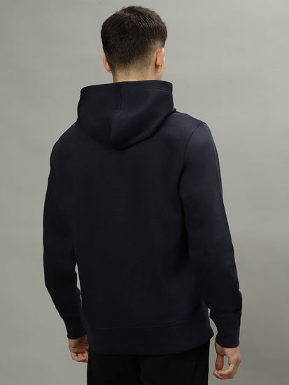 Gant Men Navy Blue Solid Hooded Long Sleeves Sweatshirts