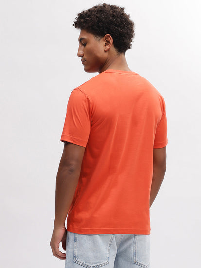 Gant Men Orange Solid Round Neck Short Sleeves T-Shirt