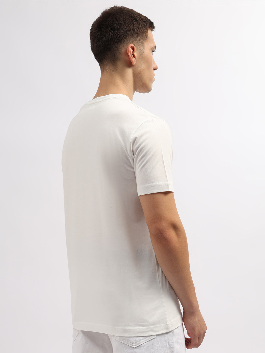 Gant Men Off White Printed Round Neck Short Sleeves T-Shirt