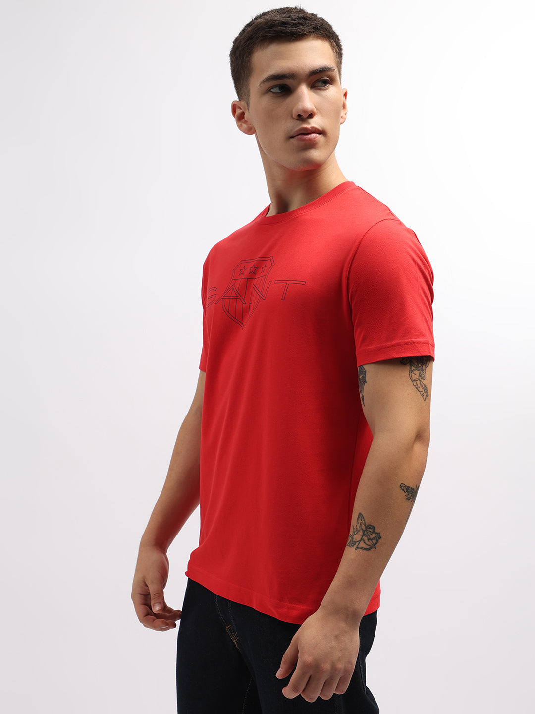 Gant Men Red Printed Round Neck Short Sleeves T-Shirt