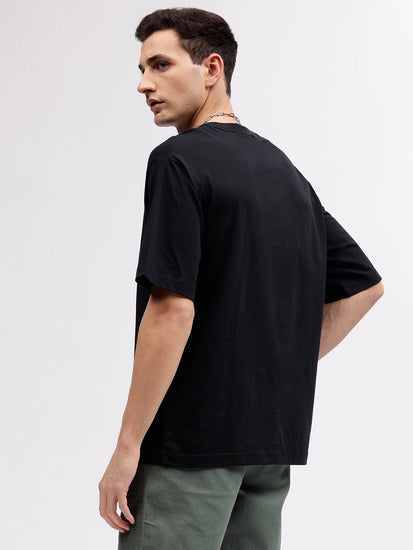 Gant Men Black Solid Round Neck Short Sleeves T-shirt