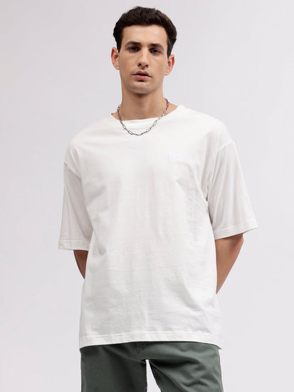 Gant Men Off White Solid Round Neck Short Sleeves T-shirt