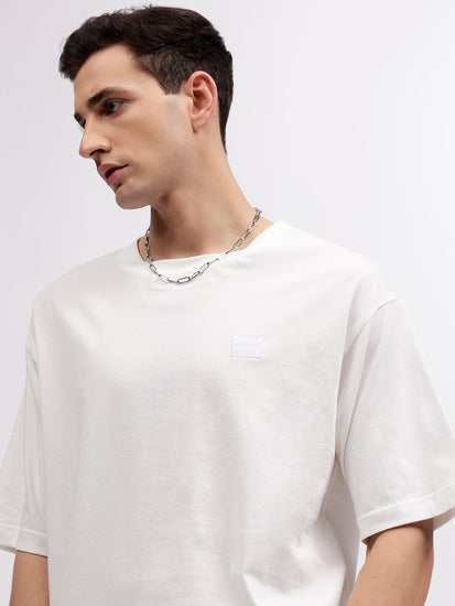 Gant Men Off White Solid Round Neck Short Sleeves T-shirt