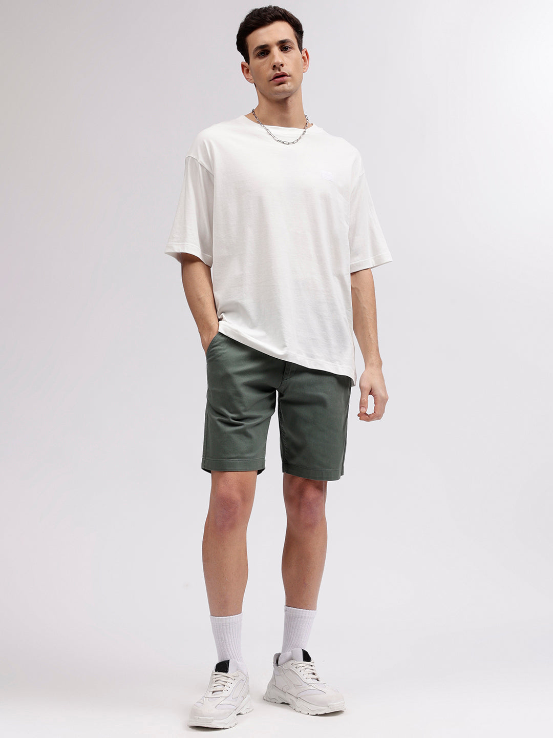 Gant Men Off White Solid Round Neck Short Sleeves T-shirt