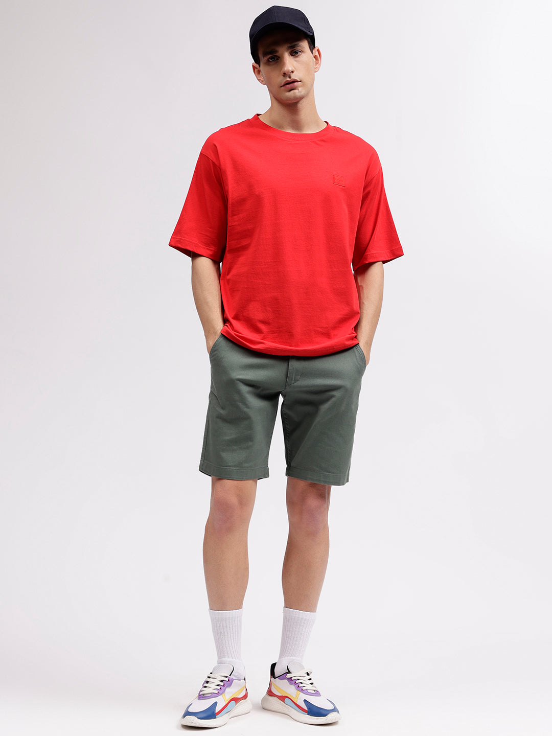 Gant Men Red Solid Round Neck Short Sleeves T-shirt