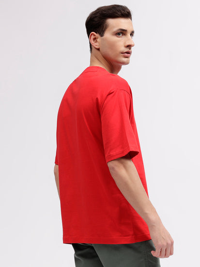 Gant Men Red Solid Round Neck Short Sleeves T-shirt