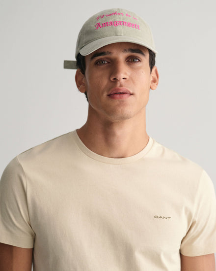 Gant Men Beige Solid Round Neck Short Sleeves T-Shirt