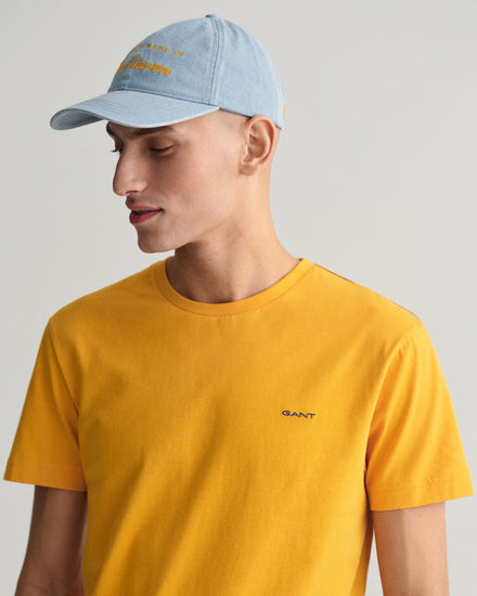 Gant Men Yellow Solid Round Neck Short Sleeves T-Shirt