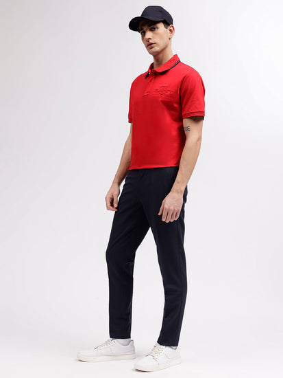 Gant Men Red Solid Polo Collar Short Sleeves T-shirt