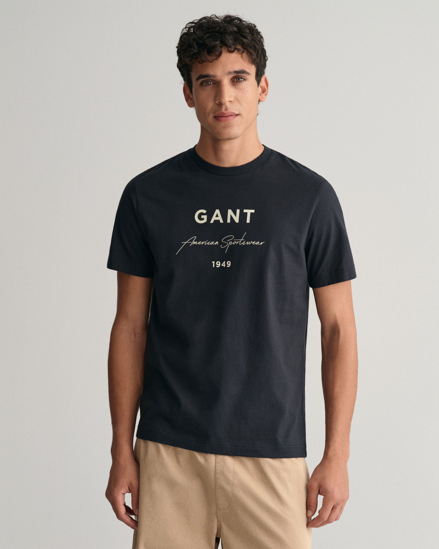 Gant Men Black Printed Round Neck Short Sleeves T-shirt