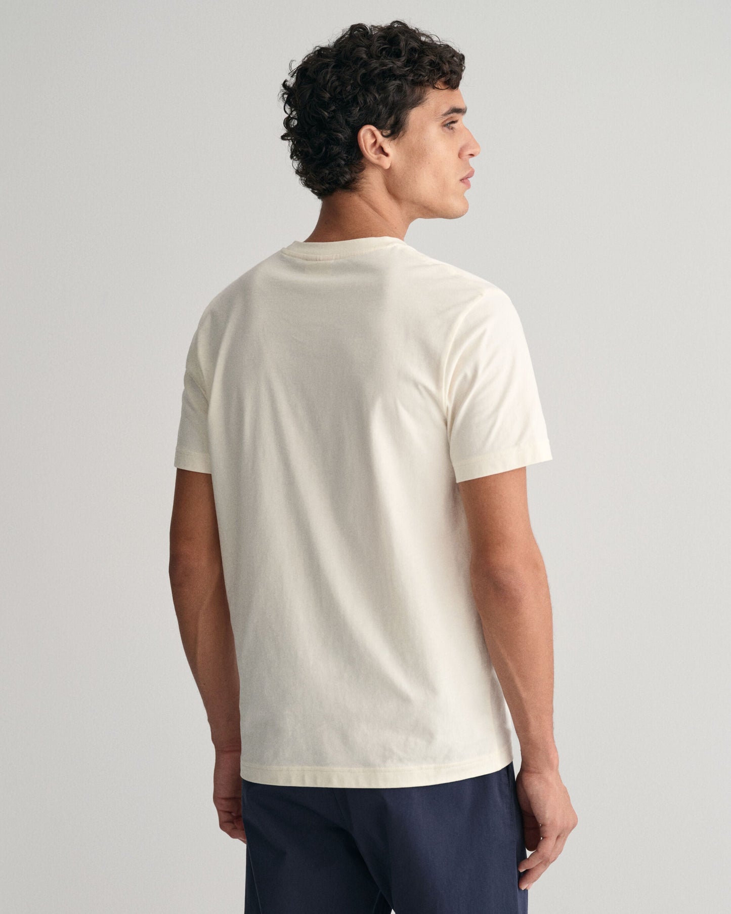 Gant Men Cream Printed Round Neck Short Sleeves T-Shirt