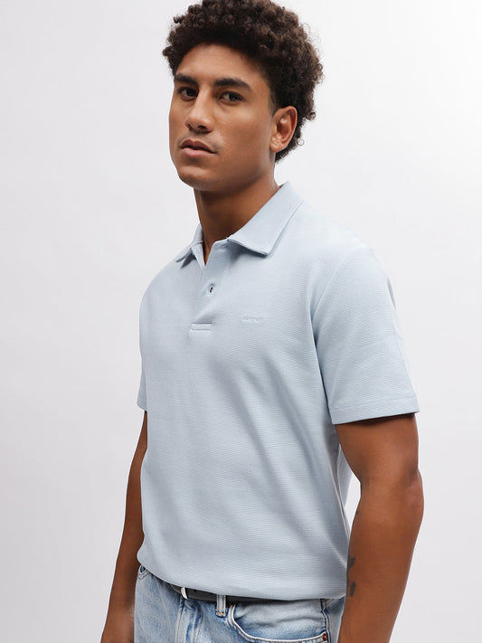 Gant Men Blue Solid Polo Collar Short Sleeves T-Shirt