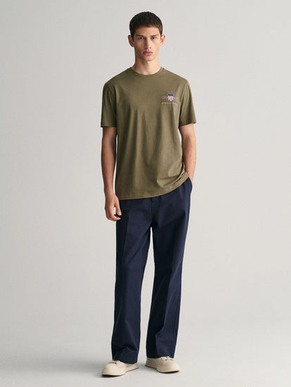 Gant Men Green Solid Round Neck Short Sleeves T-Shirt