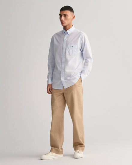 Gant Men Blue Checked Button-down Collar Full Sleeves Shirt